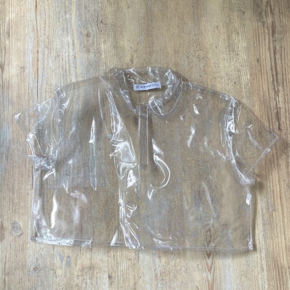 My mum made it clear plastic crop top - Picture 1 of 1